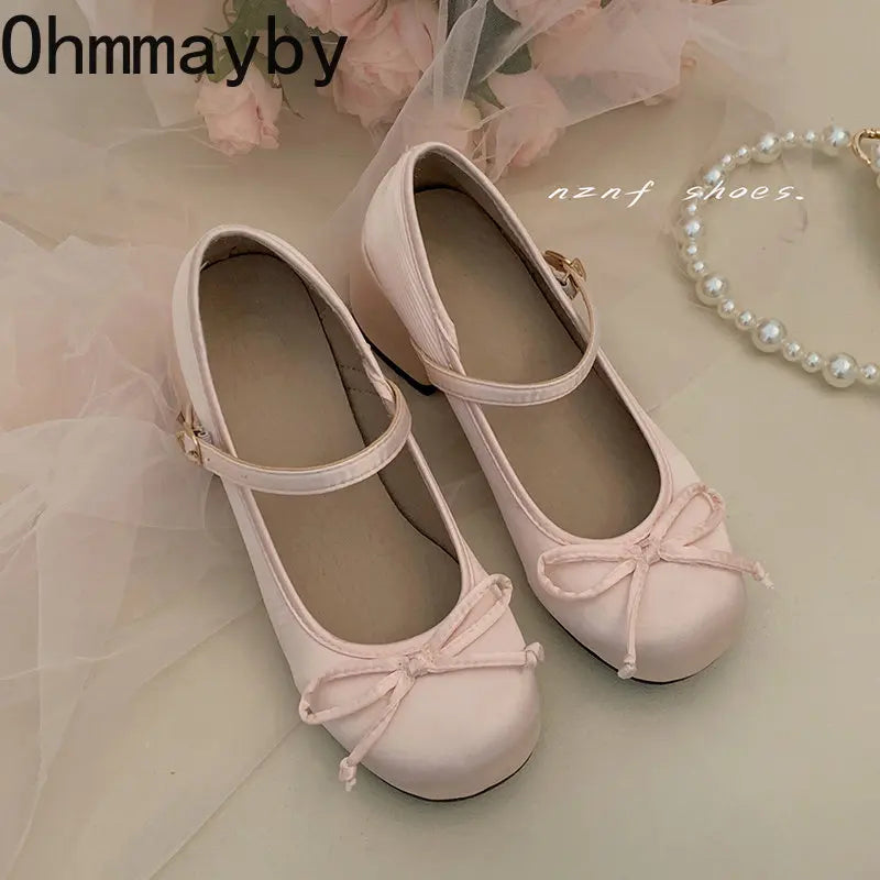 2024 Spring Autumn Mary Jane Shoes Fashion Shallow Round Toe Mid Heel Shoes Ladies Elegant Outdoor Single Pumps Shoes