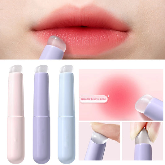 1pcs Mini Silicone Lip Brush With Cover Round Head Lipstick Applicator Multi-use Concealer Brush Makeup Tool Accessories